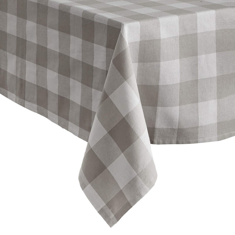 Elrene Home Fashions Farmhouse Living Buffalo Check Tablecloth, 60" x 120", Gray/White - Image 1